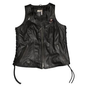 Harley-Davidson Women’s Genuine Leather Lace-Up Motorcycle Vest Size M
